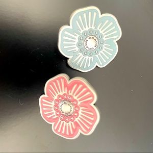 Coach Flower Pins Pink and Blue
